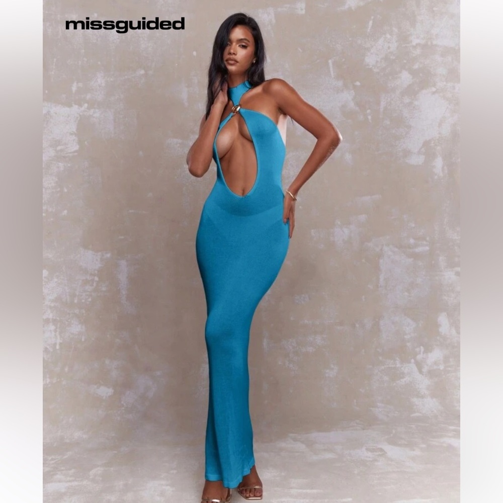 Missguided Blue Sleeveless Maxi Dress